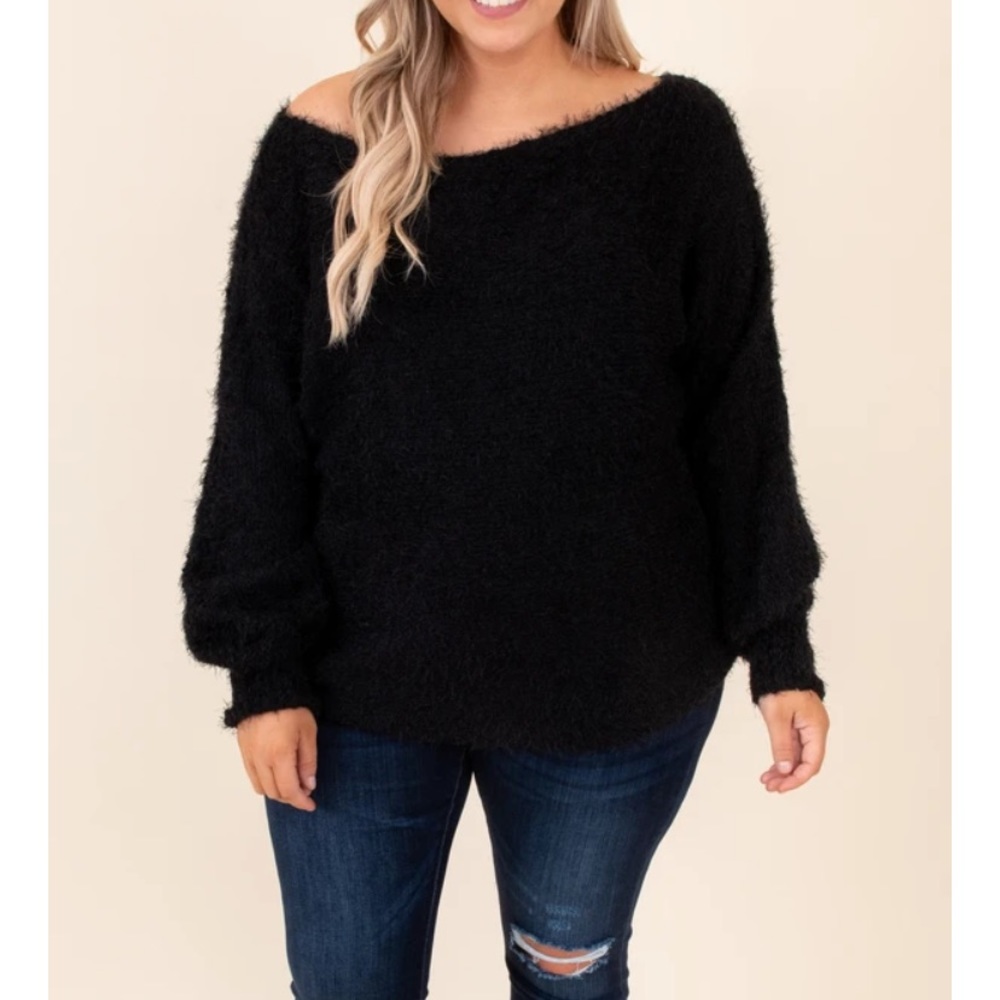 Chic Soul Black Eyelash Sweater